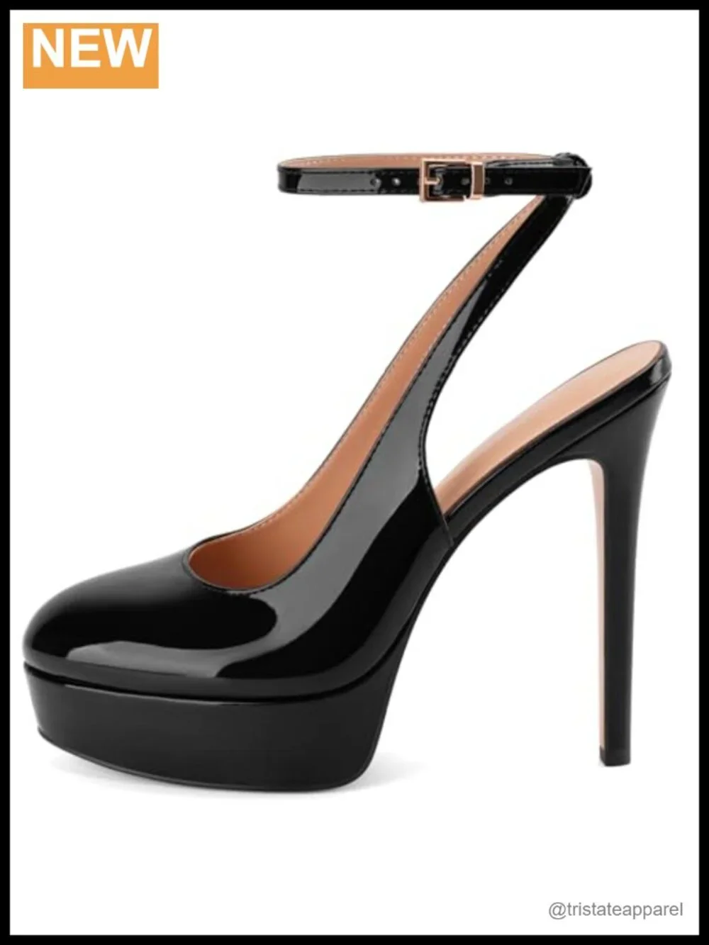 Women's Faux Leather Ankle Strap Stiletto Platform Mary Jane Pumps